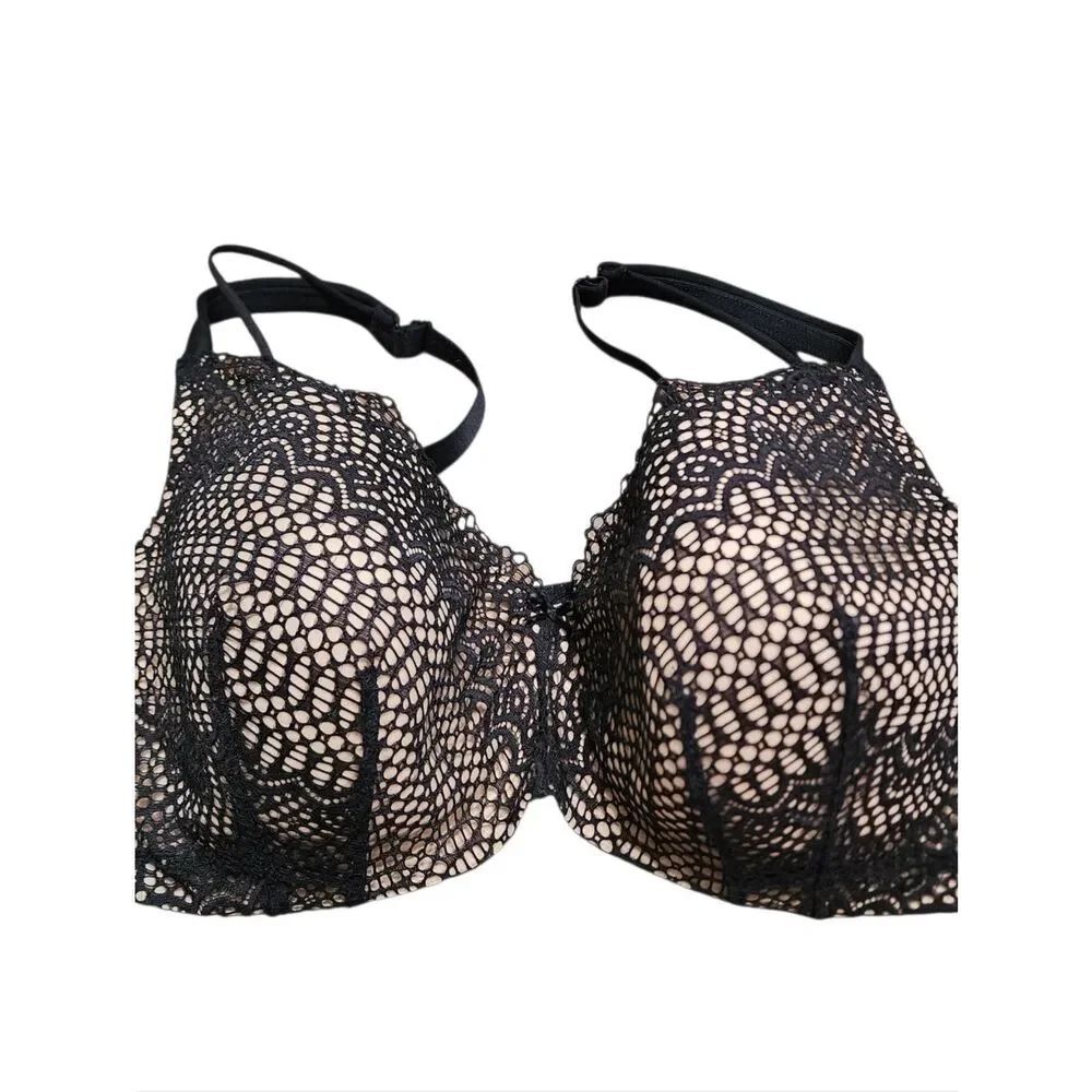 Cacique Black Lace Padded Underwire Bra 42F